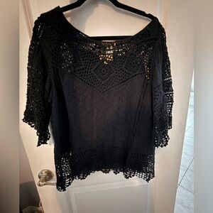 Democracy Black Crochet Women's Blouse